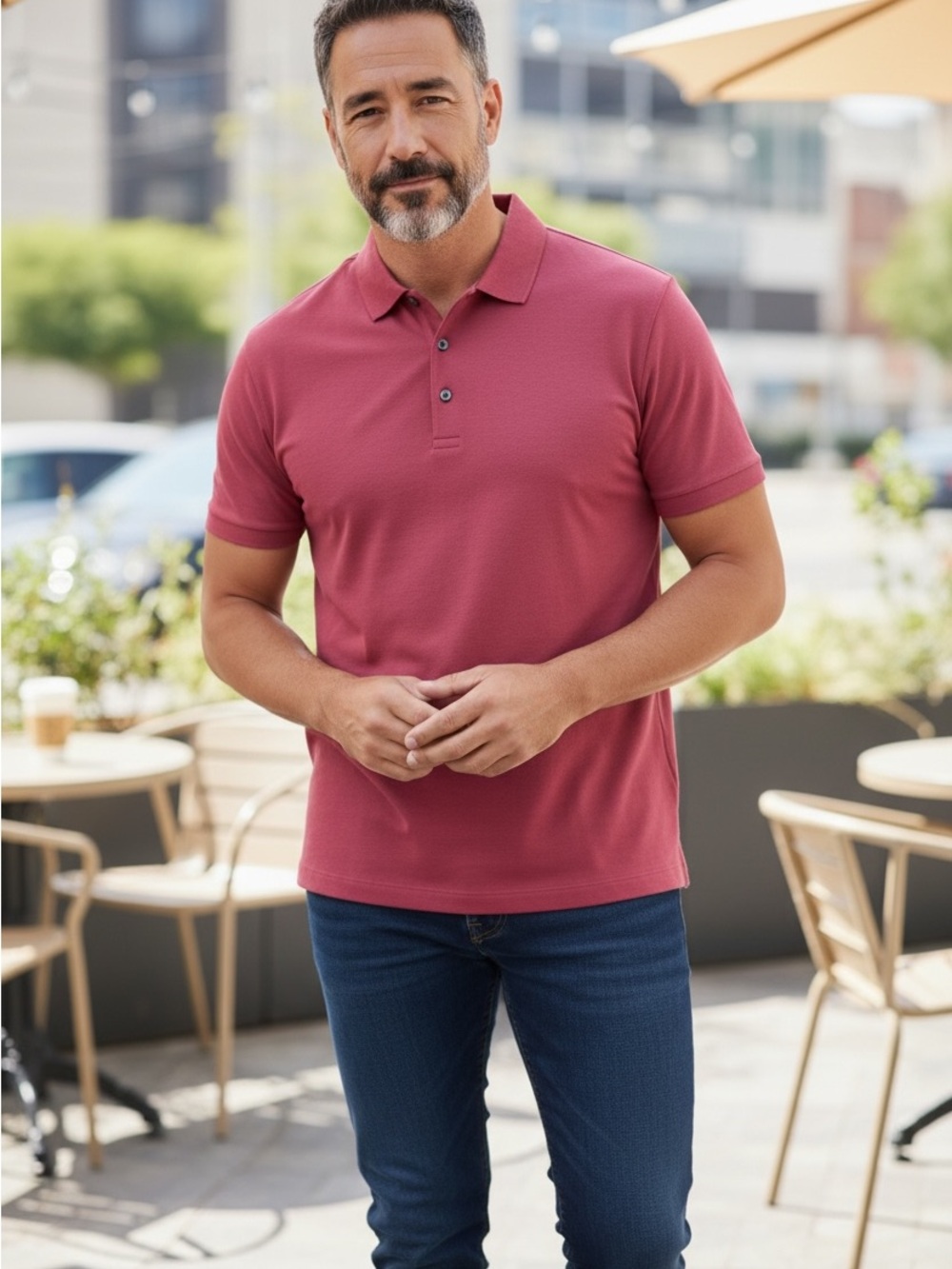 Banana Republic Men's Short-Sleeve Polo in Rose